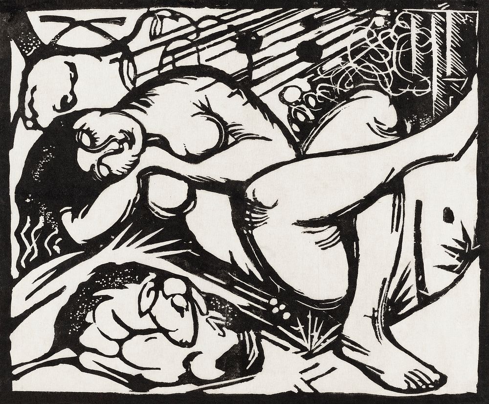 Sleeping Shepherdess (1912) print in high resolution by Franz Marc. Original from the National Gallery of Art. Digitally…