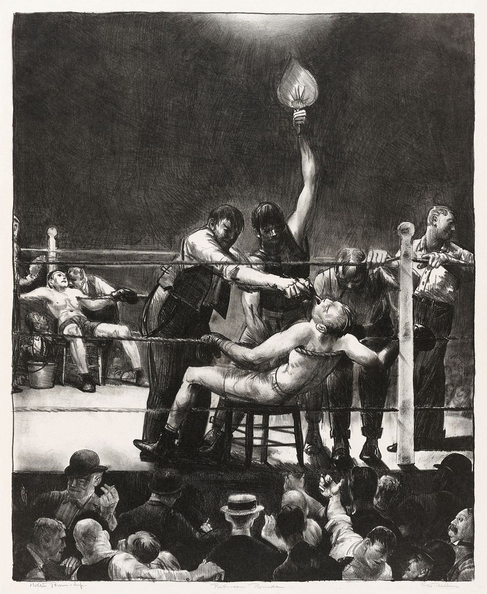 Between rounds, small, second stone (1923) in high resolution by George Wesley Bellows. Original from the Boston Public…