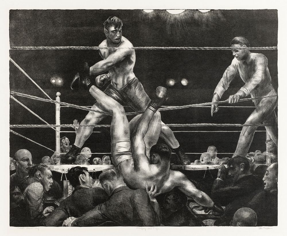 Dempsey and Firpo (1923–1924) print in high resolution by George Wesley Bellows. Original from the Boston Public Library.…