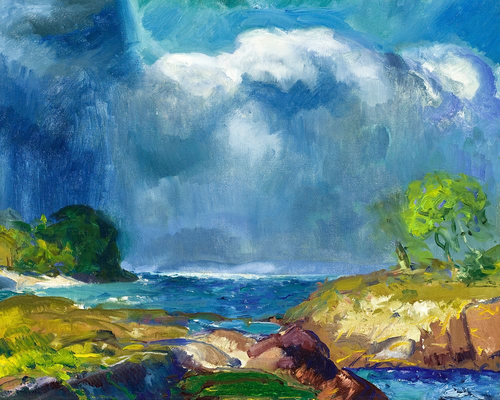 The Coming Storm (1916) painting in high resolution by George Wesley Bellows. Original from Los Angeles County Museum of…