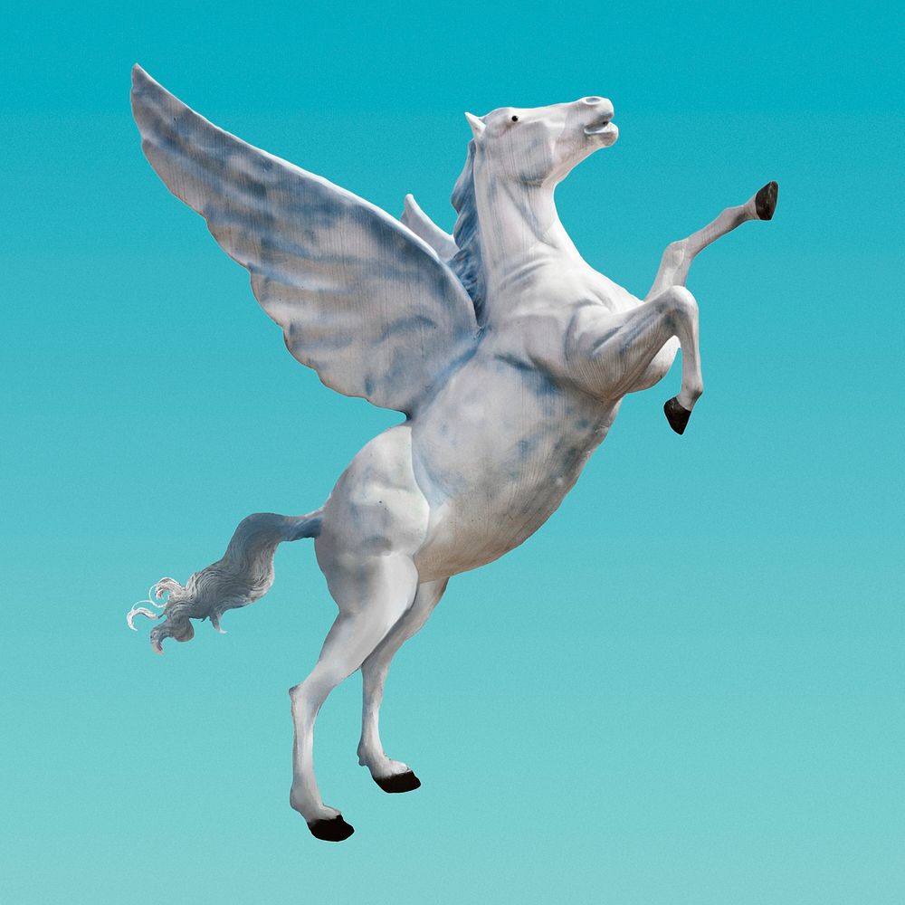 White Pegasus psd statue, remixed from artworks by John Margolies