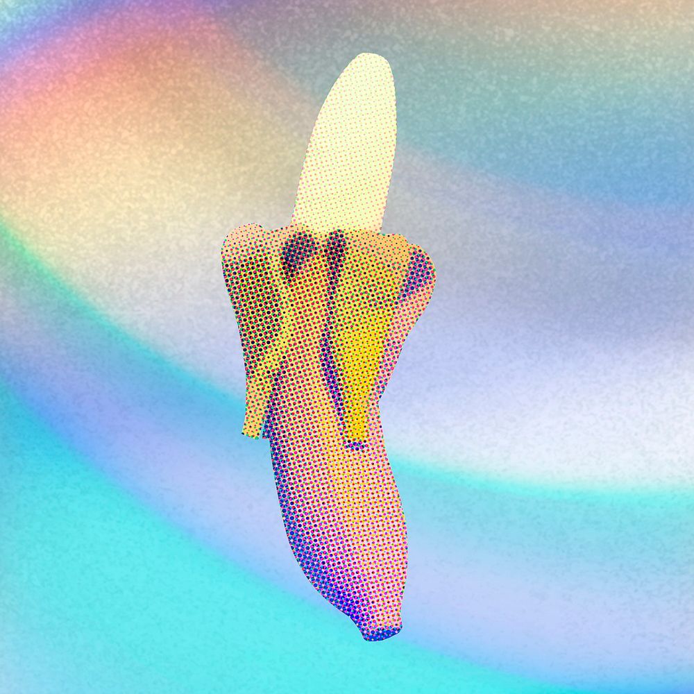 Halftone banana peel, remixed from artworks by John Margolies