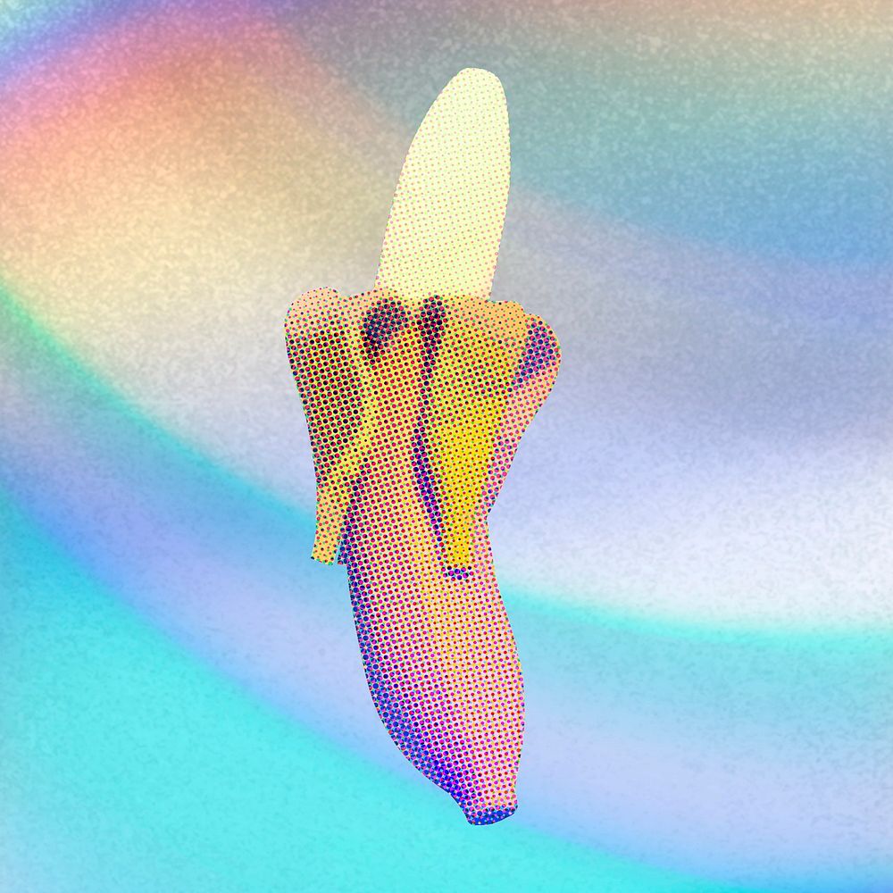 Halftone psd banana peel, remixed from artworks by John Margolies