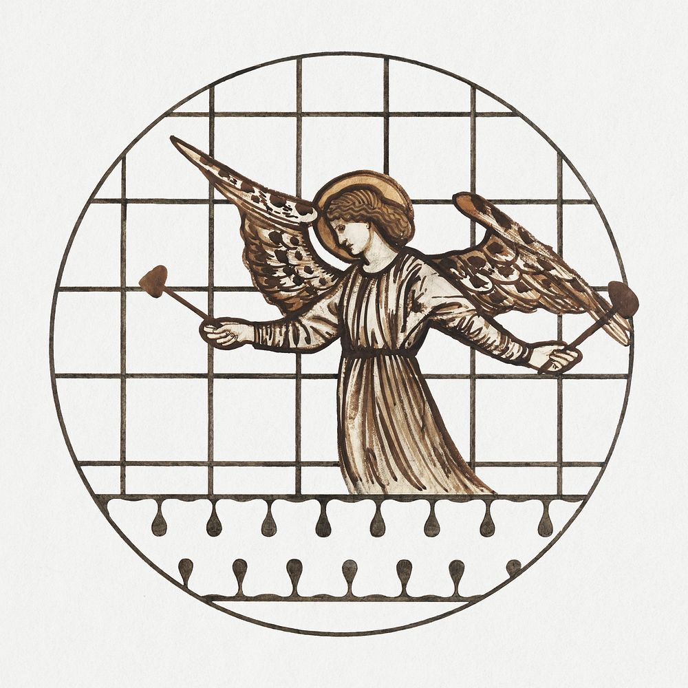Angel psd illustration, remixed from artworks by Sir Edward Coley Burne&ndash;Jones
