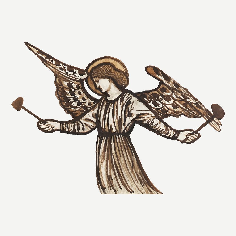 Angel vector illustration, remixed from artworks by Sir Edward Coley Burne&ndash;Jones