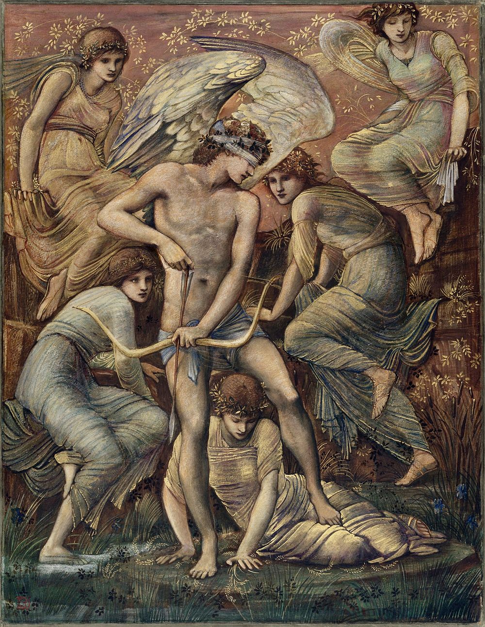 Cupid&rsquo;s Hunting Fields (1885) drawing in high resolution by Sir Edward Burne&ndash;Jones. Original from The Art…