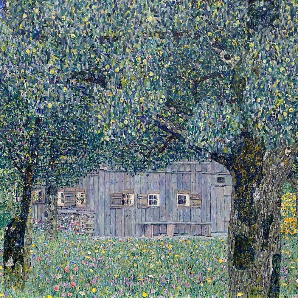 Gustav Klimt's Farmhouse in Upper Austria (1911-1912) famous painting. Original from Wikimedia Commons. Digitally enhanced…