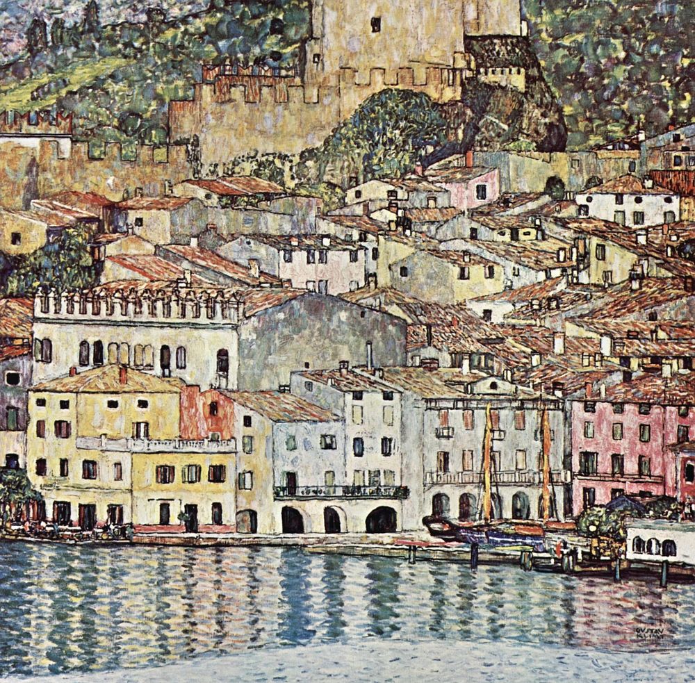 Gustav Klimt's Malcesine am Gardasee (1913) famous painting. Original from Wikimedia Commons. Digitally enhanced by rawpixel.