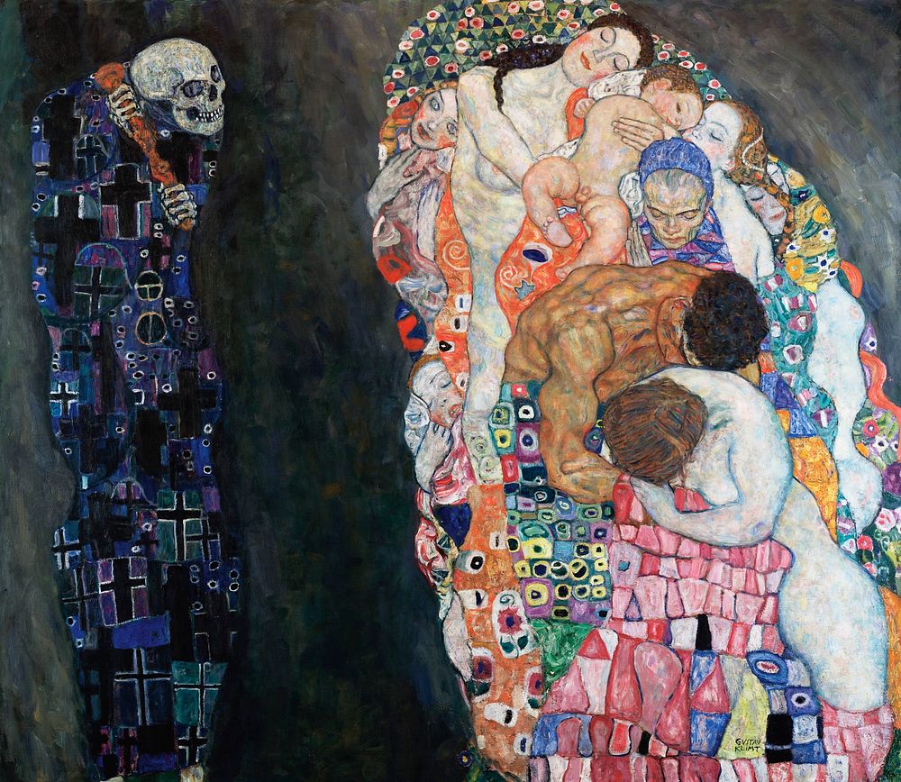 Gustav Klimt's Death and Life (1910-1915) famous painting. Original from Wikimedia Commons. Digitally enhanced by rawpixel.