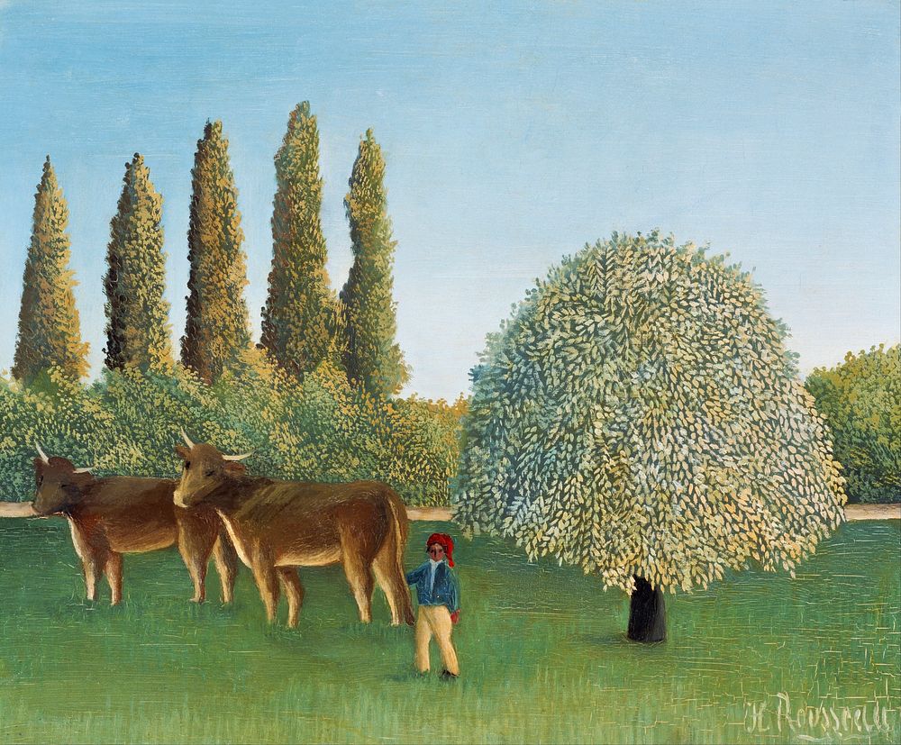 Henri Rousseau's Meadowland (The Pasture) (1910) famous painting Original from Wikimedia Commons. Digitally enhanced by…