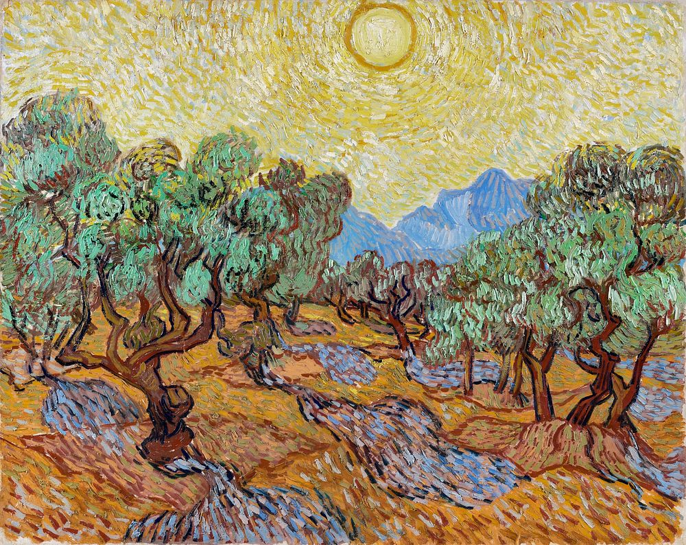 Vincent van Gogh's Olive Trees (1889) famous landscape painting. Original from the Minneapolis Institute of Art. Digitally…