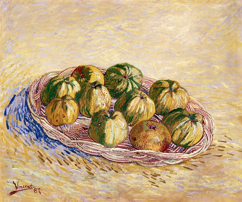 Vincent van Gogh's Still Life, Basket of Apples (1887) famous painting. Original from the Saint Louis Art Museum. Digitally…