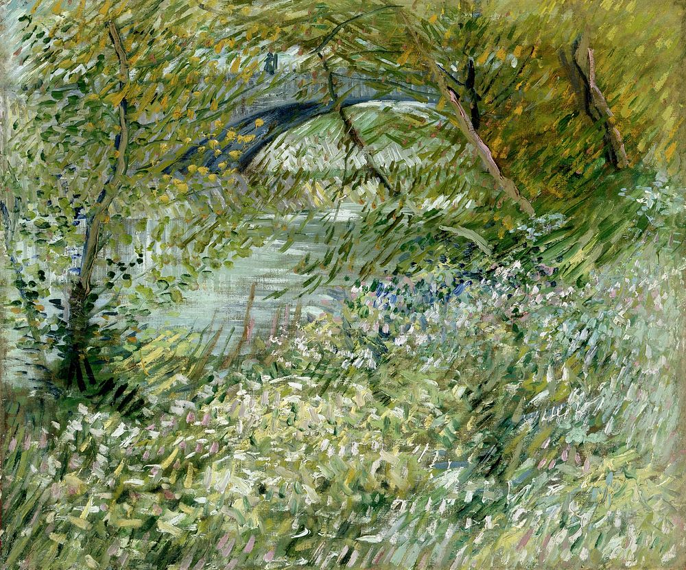 Vincent van Gogh's River Bank in Springtime (1887) famous painting. Original from the Dallas Museum of Art. Digitally…