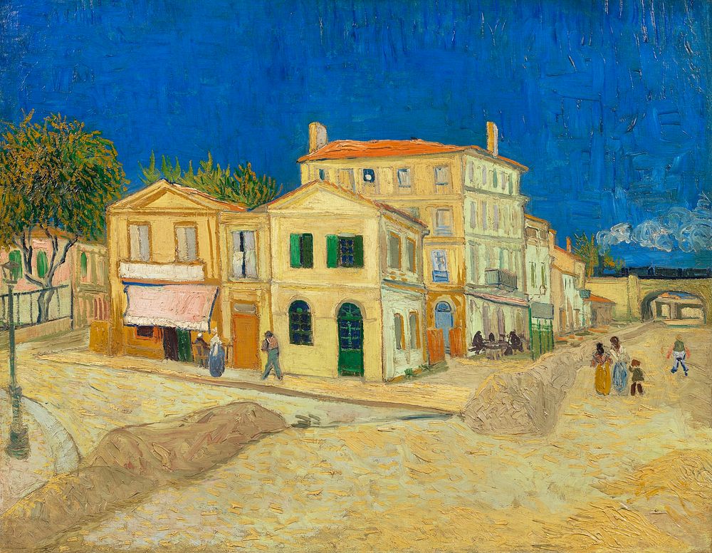 Vincent van Gogh's The yellow house (1888) famous painting. Original from Wikimedia Commons. Digitally enhanced by rawpixel.
