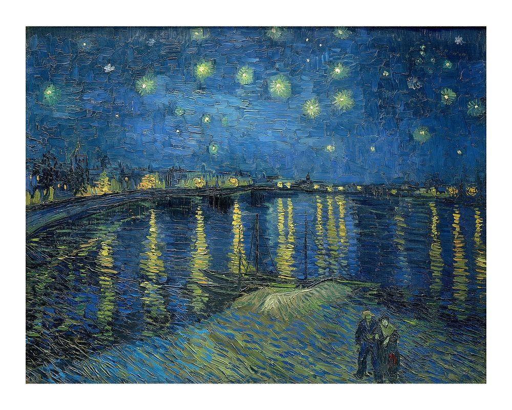 Van Gogh Starry Night Over the Rhone art print, famous landscape painting wall decor