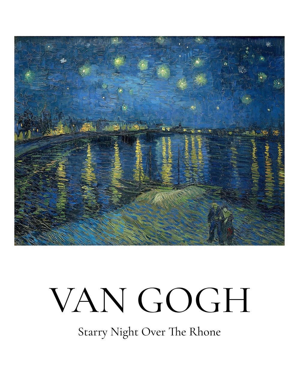 Van Gogh poster, famous painting Starry Night Over the Rhone wall art print decor.