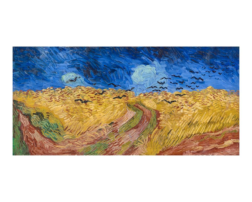 Van Gogh art print, famous painting Wheatfield with Crows wall decor.