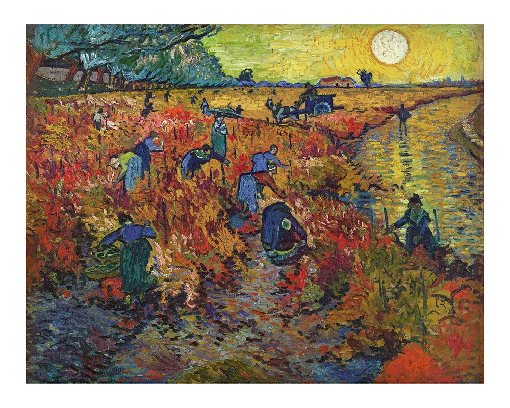Van Gogh art print, famous painting The Red Vineyard landscape wall decor.
