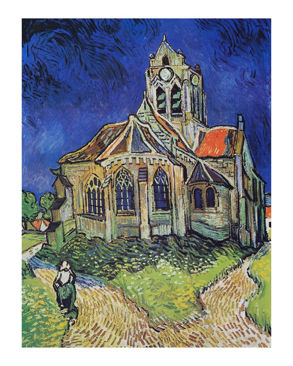 Van Gogh art print, famous painting The Church at Auvers wall decor.