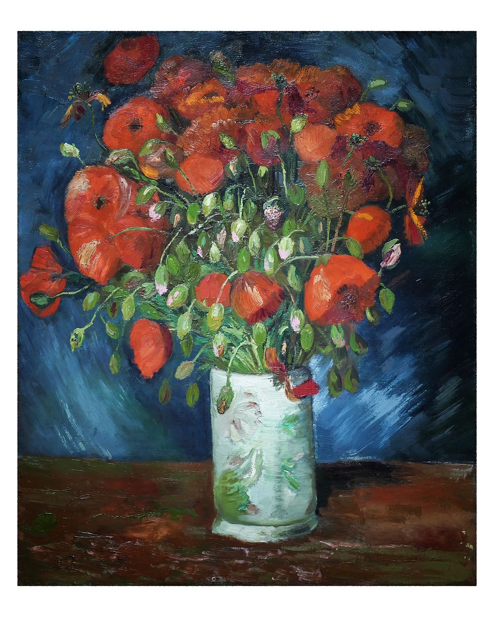 Van Gogh art print, famous painting Vase with Poppies wall decor.