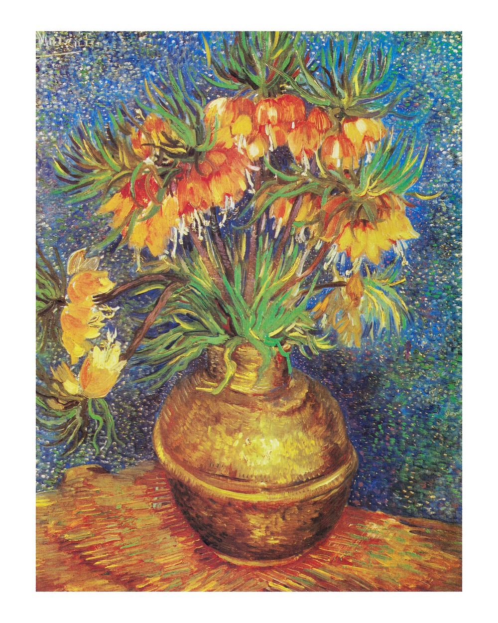 Van Gogh art print, famous painting Imperial Fritillaries in a Copper Vase wall decor.