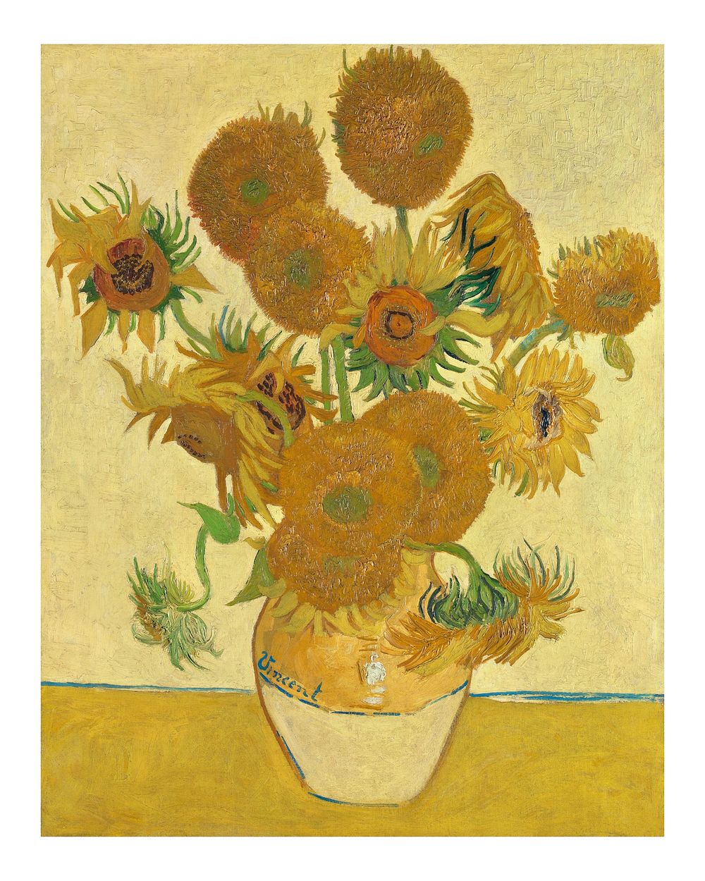 Van Gogh Sunflowers art print, famous still life painting wall art print decor.