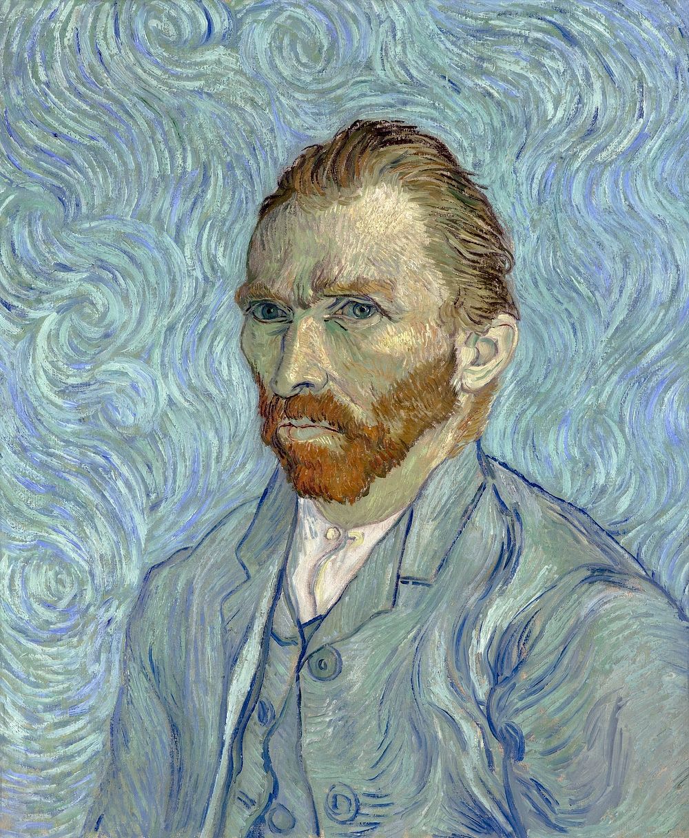 Vincent van Gogh's Self-portrait (1889) famous painting. Original from Wikimedia Commons. Digitally enhanced by rawpixel.