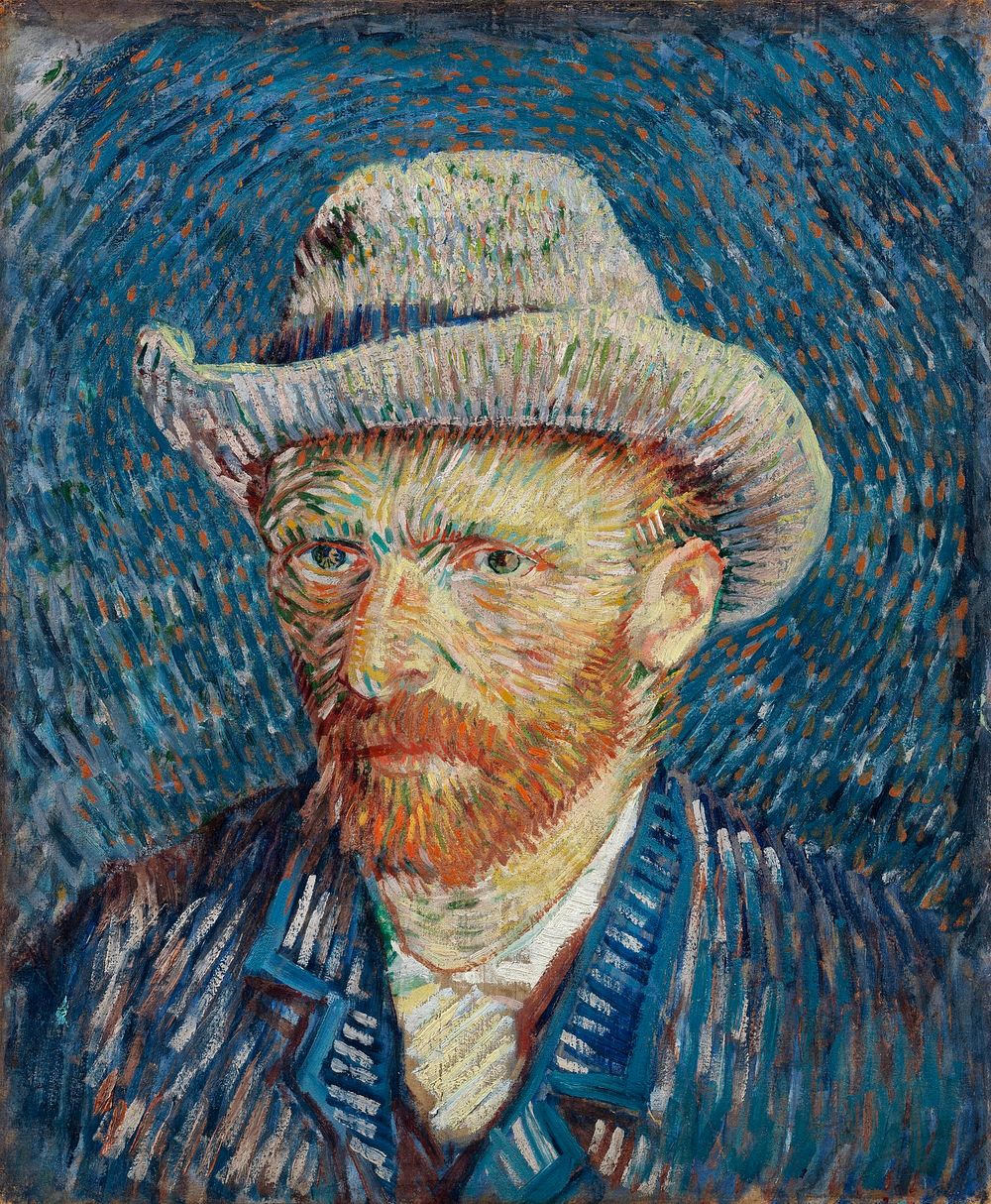 Vincent van Gogh's Self-Portrait with Grey Felt Hat (1887) famous painting. Original from Wikimedia Commons. Digitally…