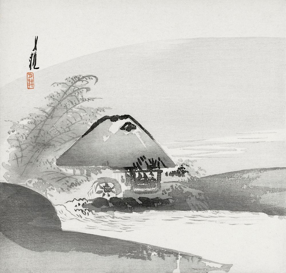 River Landscape (1900&ndash;1910) print in high resolution by Ogata Gekko.