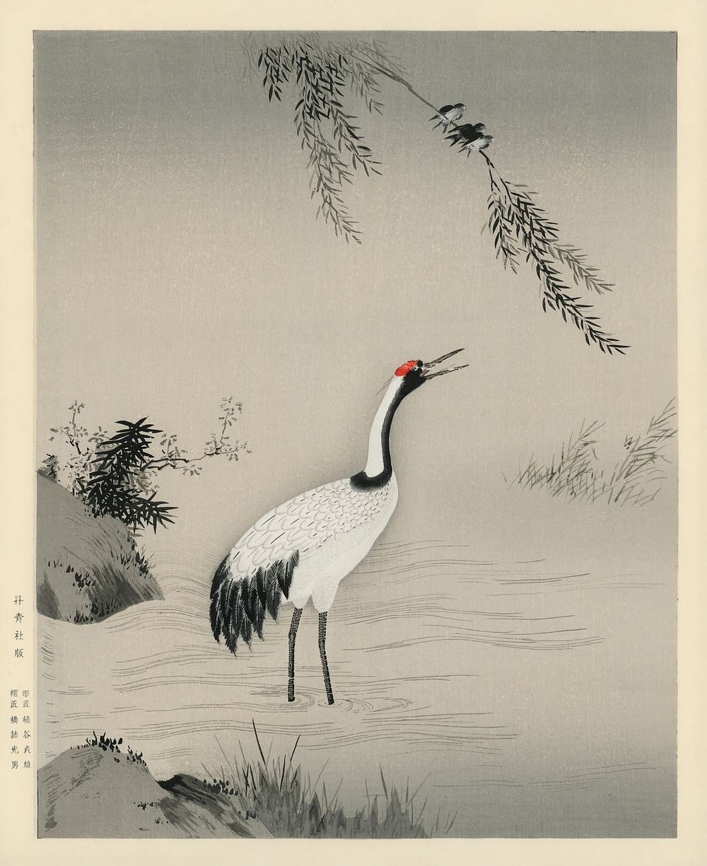 A traditional portrait of a beautiful Japanese crane by Kano Motonobu (1476-1559). Digitally enhanced from our own antique…