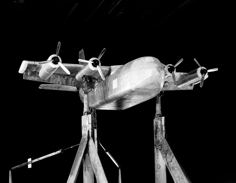 Testing Tilt Wing Propeller Model in Ames 40x80 Foot Wind Tunnel, Oct 1st,1959. Original from NASA. Digitally enhanced by…