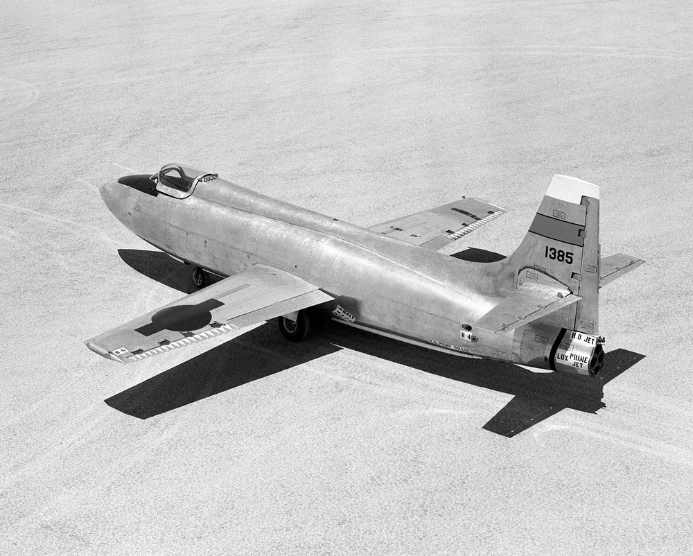 Bell X-1B fitted with a reaction control system on the lakebed. Original from NASA. Digitally enhanced by rawpixel.