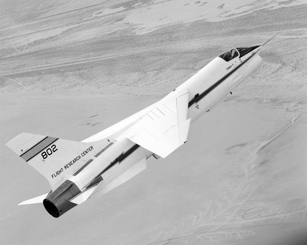 F-8 DFBW in flight. Original from NASA. Digitally enhanced by rawpixel.