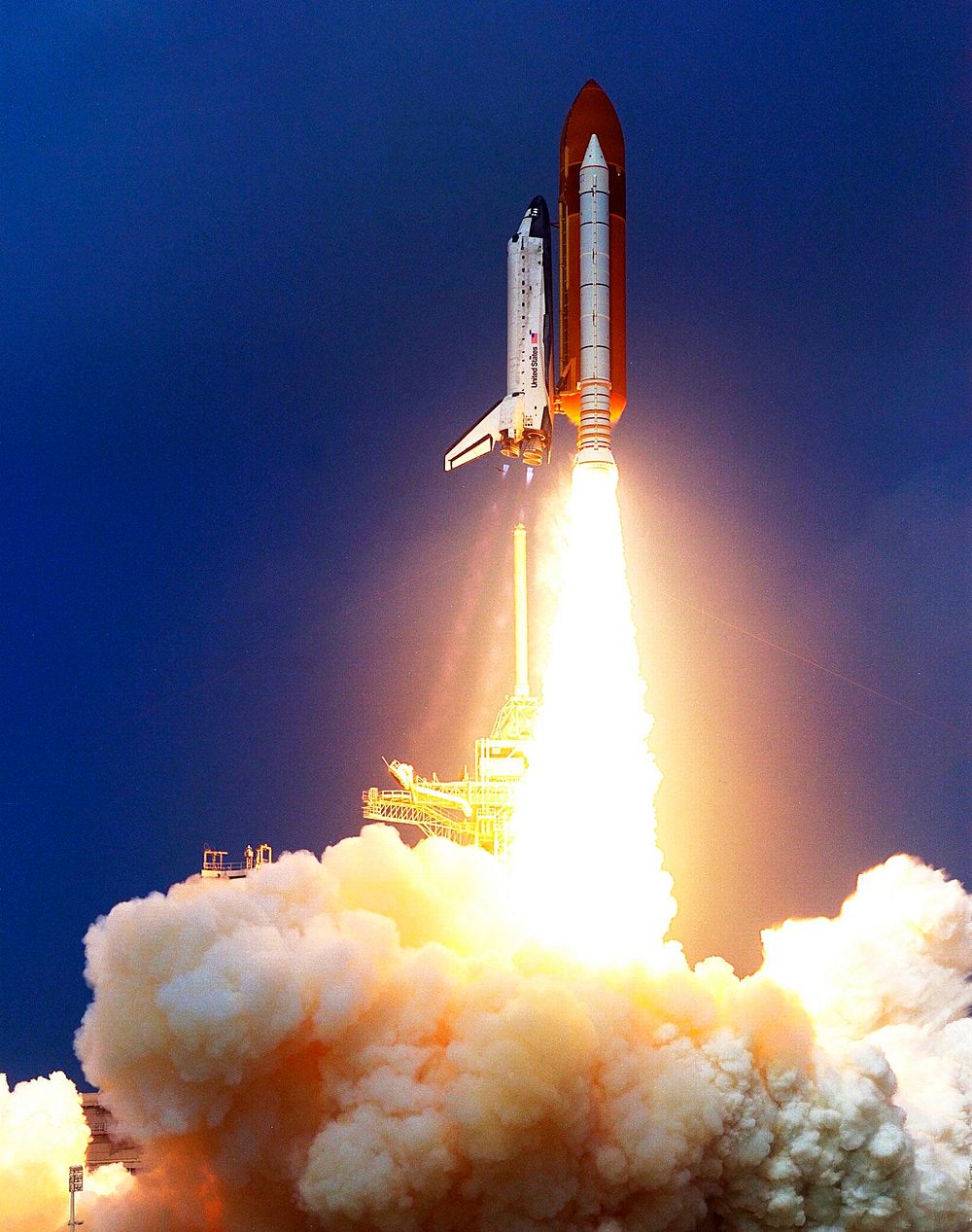 The Space Shuttle Discovery soars from Launch Pad 39A Aug. 7 on the 11-day STS-85 mission. Original from NASA. Digitally…
