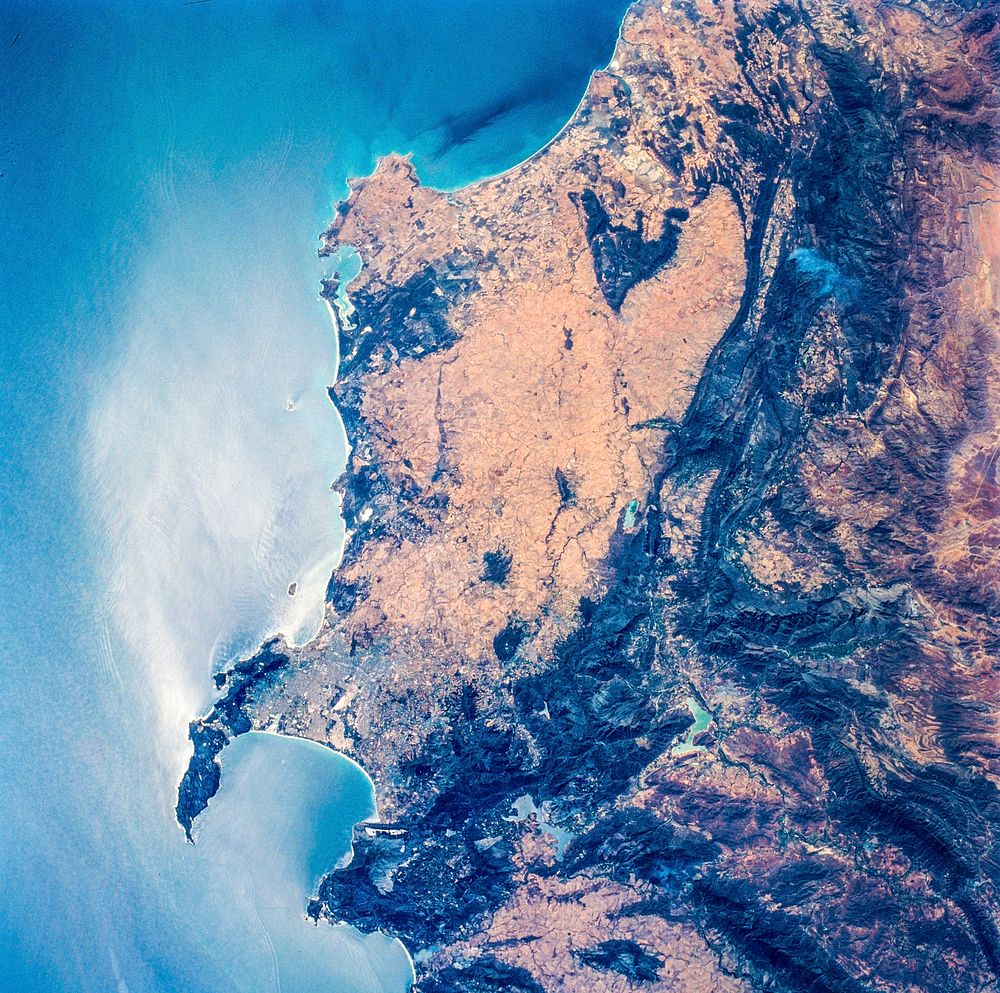 Nadir view of the southern Cape District of South Africa. Original from NASA. Digitally enhanced by rawpixel.