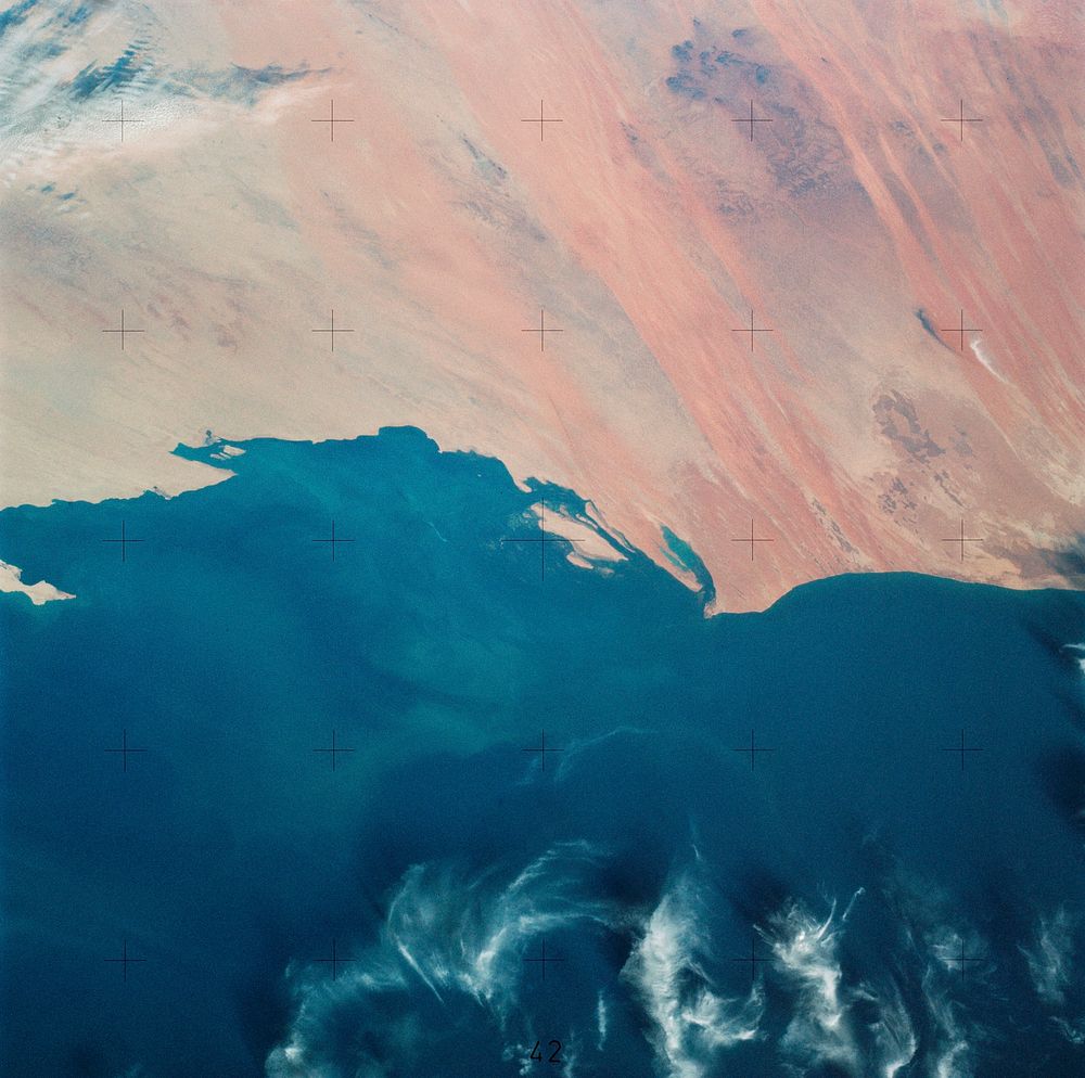 Northern half of Mauritania's Atlantic Coast from Skylab. Original from NASA. Digitally enhanced by rawpixel.