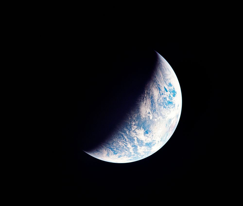View of the Earth seen from the Apollo 12 spacecraft. Original from NASA. Digitally enhanced by rawpixel.