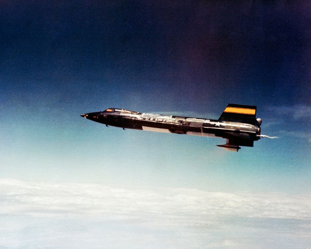 X-15A-2 in flight. First flight with dummy ramjet attached, at 8 May 1967. Original from NASA. Digitally enhanced by…