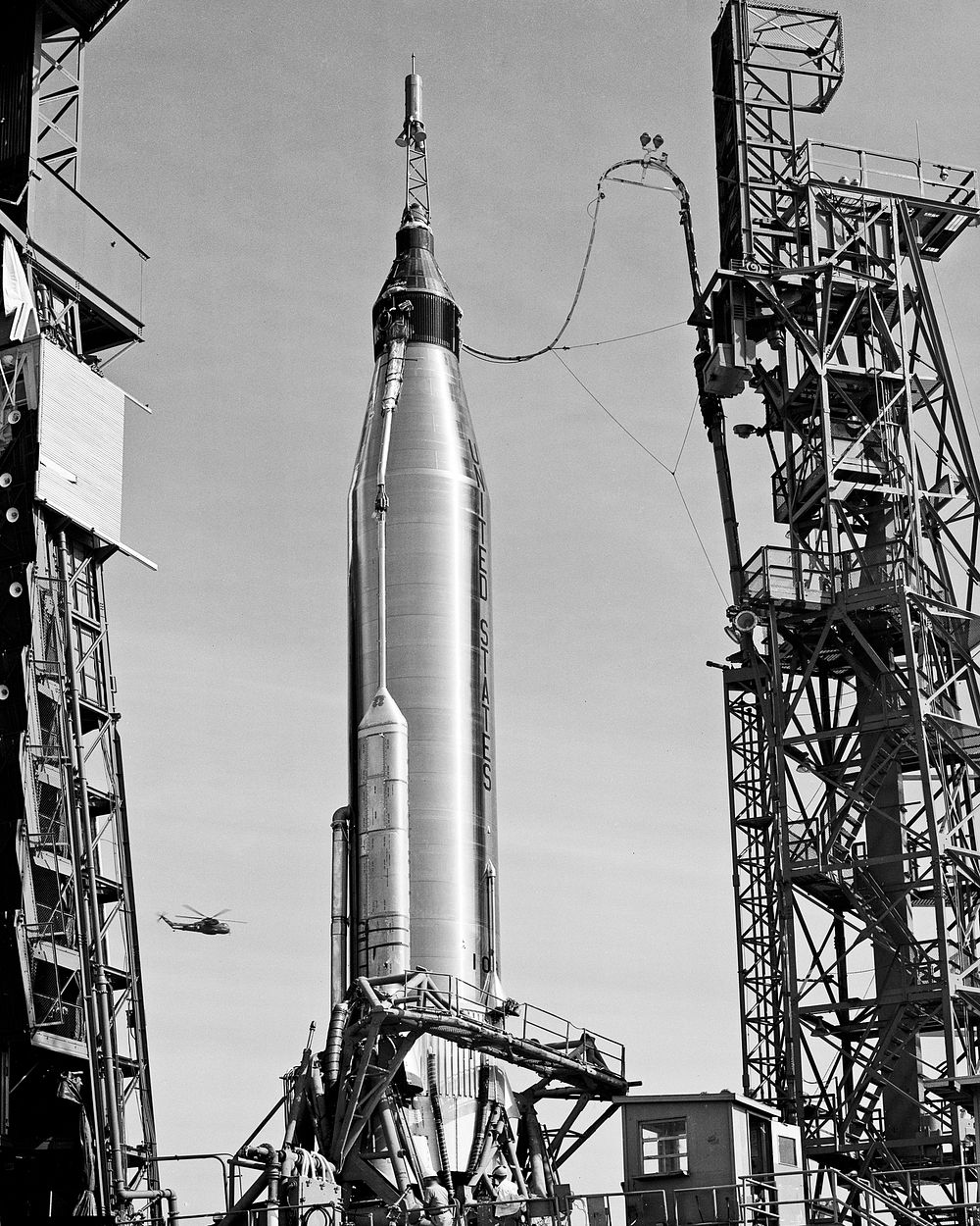 Pad 14 Mercury Atlas-6 with Capsule 13. Original from NASA. Digitally enhanced by rawpixel.