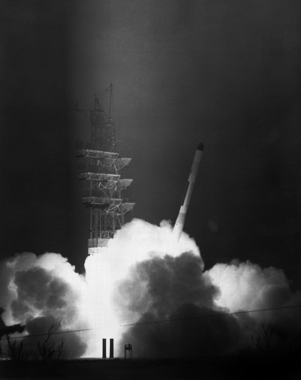 The first Scout prepared for launch at Wallops Island July 1, 1960. Original from NASA. Digitally enhanced by rawpixel.