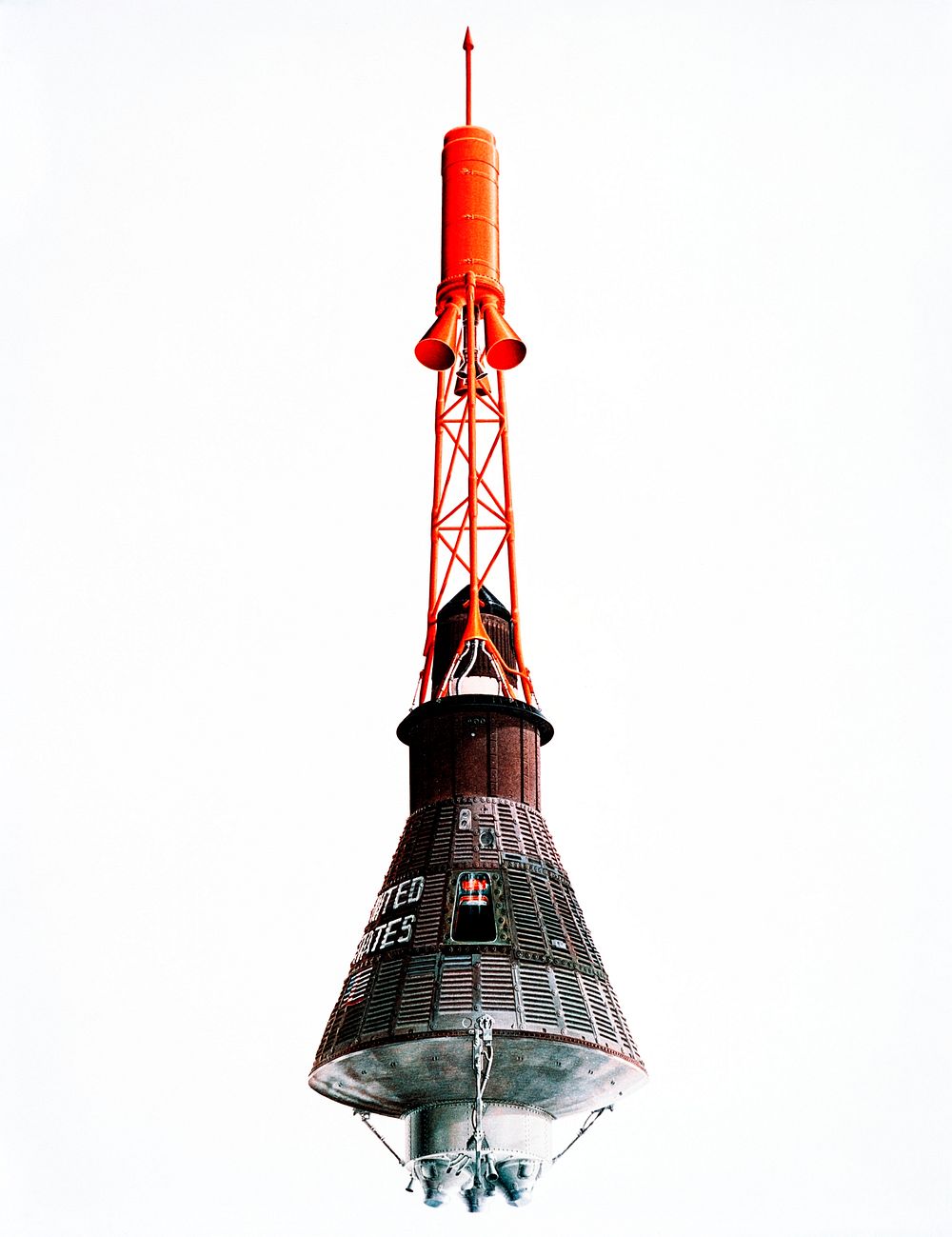Artist concept of the Mercury capsule with its launch escape system. Original from NASA. Digitally enhanced by rawpixel.