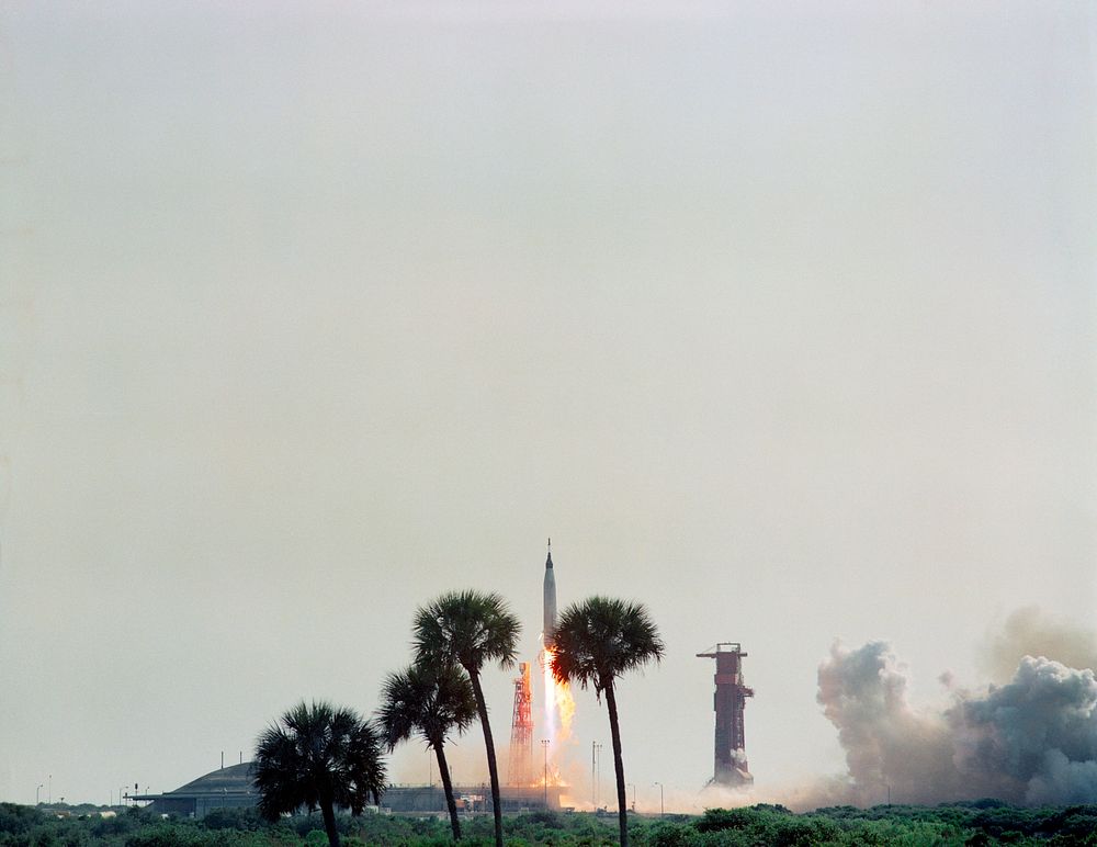 The launch of Mercury-Atlas 9 on May 15, 1963, carrying astronaut L. Gordon Cooper Jr. Original from NASA. Digitally…