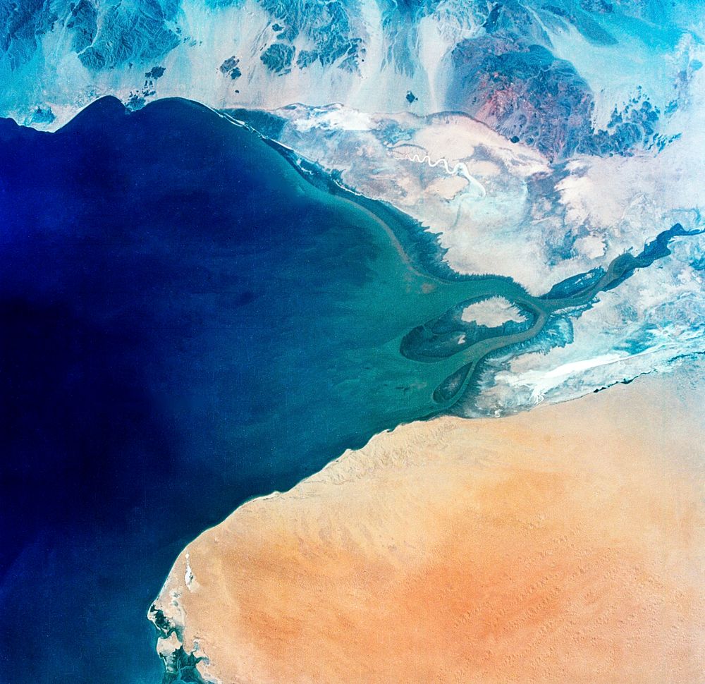 Baja California, Colorado river and Sonora Desert. Original from NASA. Digitally enhanced by rawpixel.