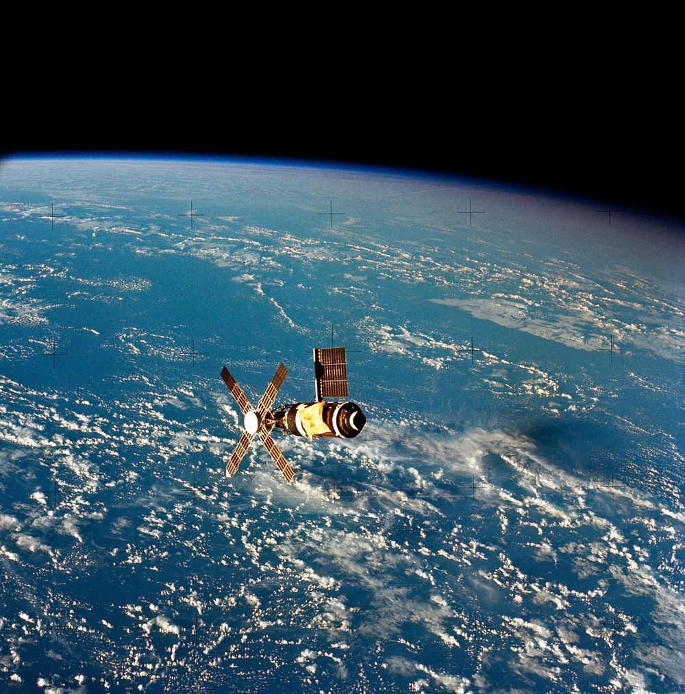 Skylab 2 Farewell View from the Departing Skylab Command/Service Module. Original from NASA. Digitally enhanced by rawpixel.