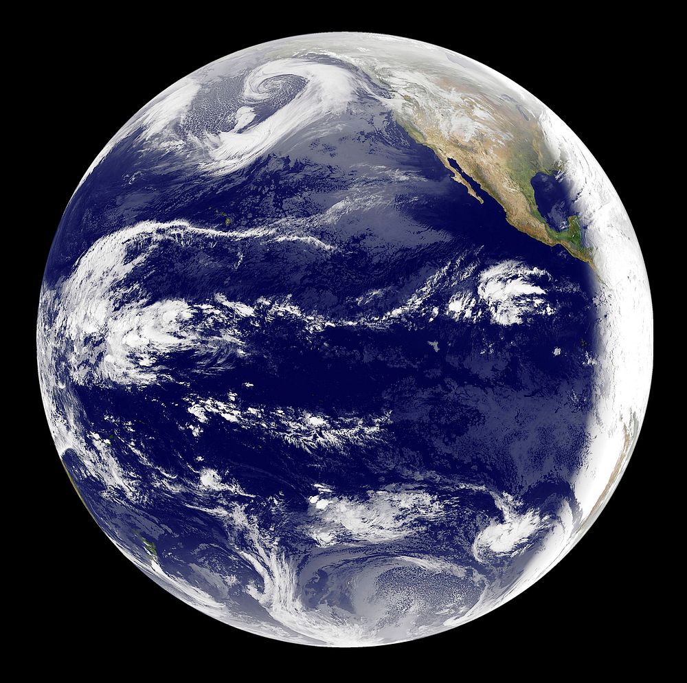 GOES 11 satellite image showing earth on March 25, 2010. Original from NASA. Digitally enhanced by rawpixel.