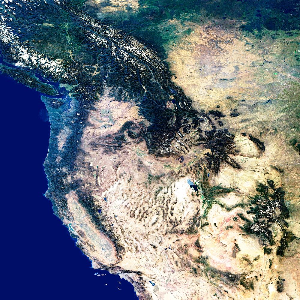 The western United States and Canada. Original from NASA. Digitally enhanced by rawpixel.