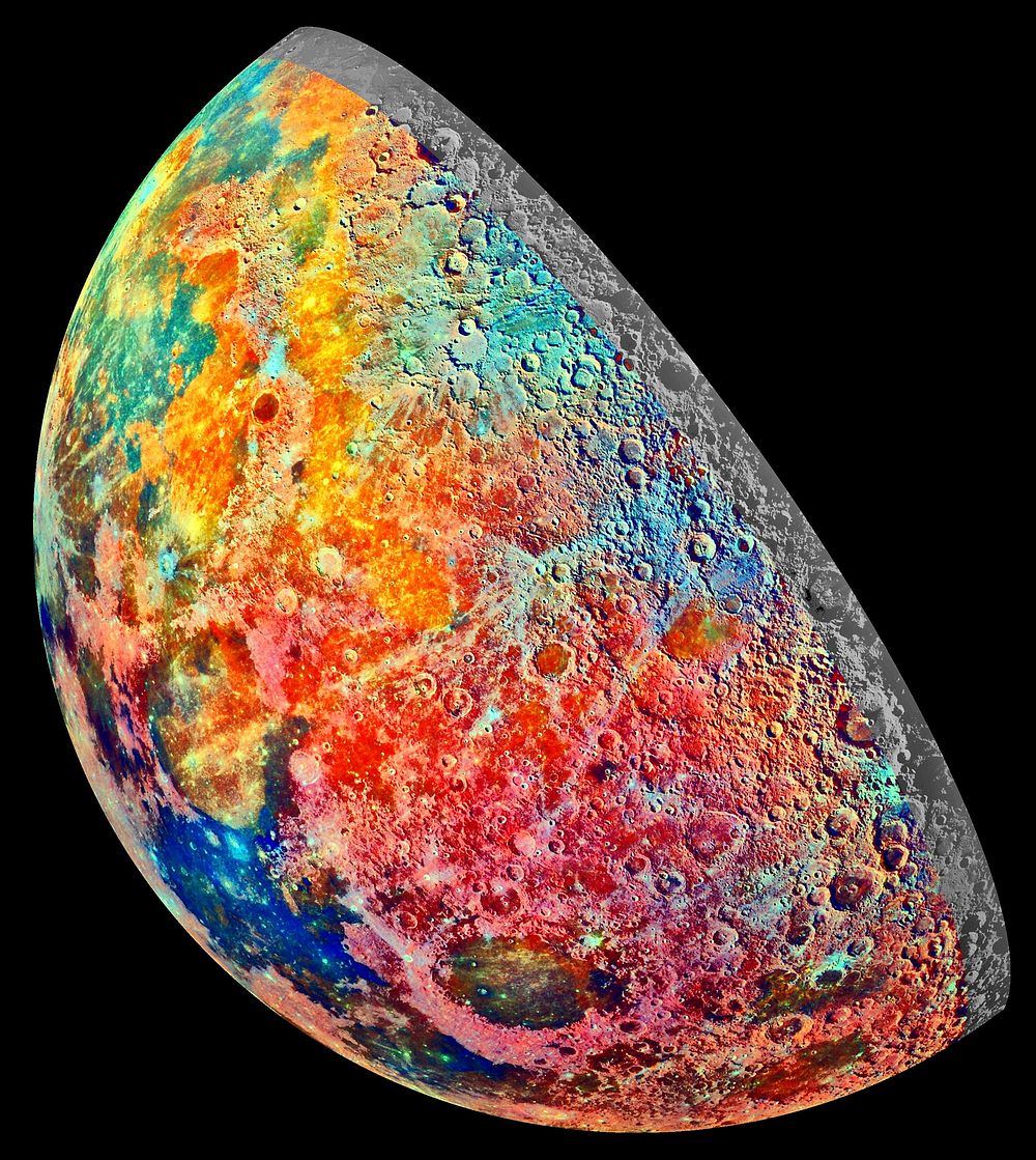 This false-color mosaic was constructed from a series of 53 images taken through three spectral filters by NASA's Galileo's…