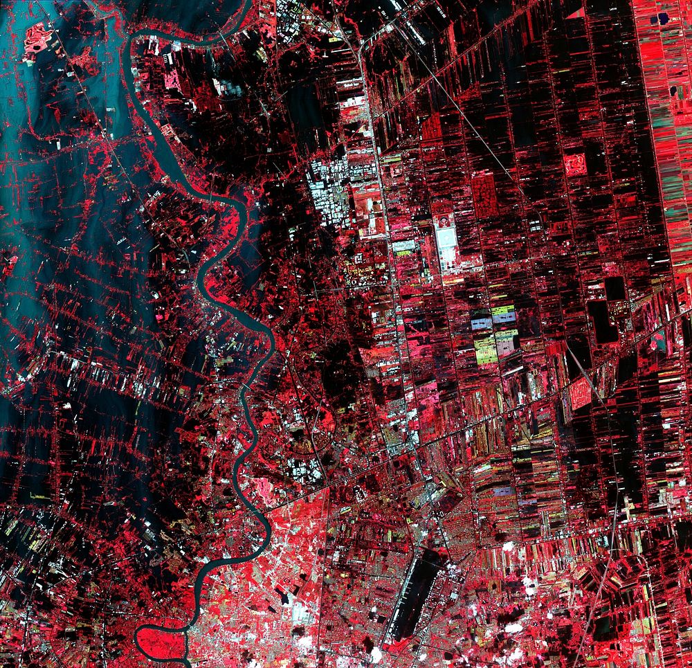 Flooding from the Chao Phraya River, Thailand on Nov. 1, 2011. Original from NASA. Digitally enhanced by rawpixel.