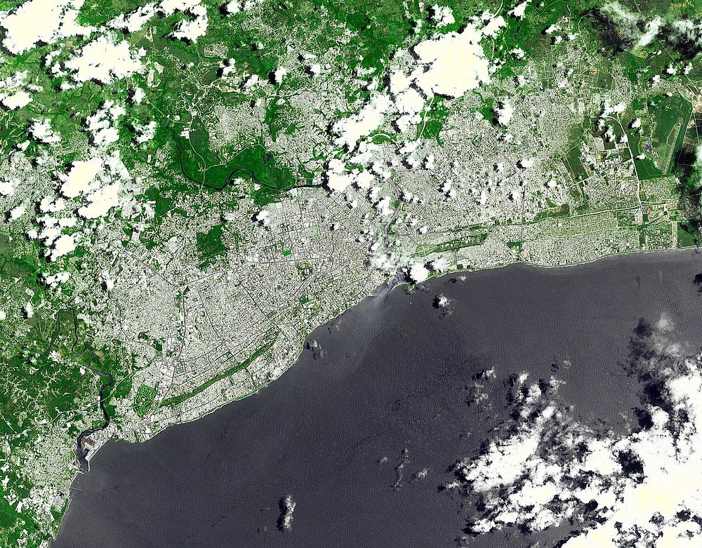 Santo Domingo, the capital of the Dominican Republic. Original from NASA. Digitally enhanced by rawpixel.