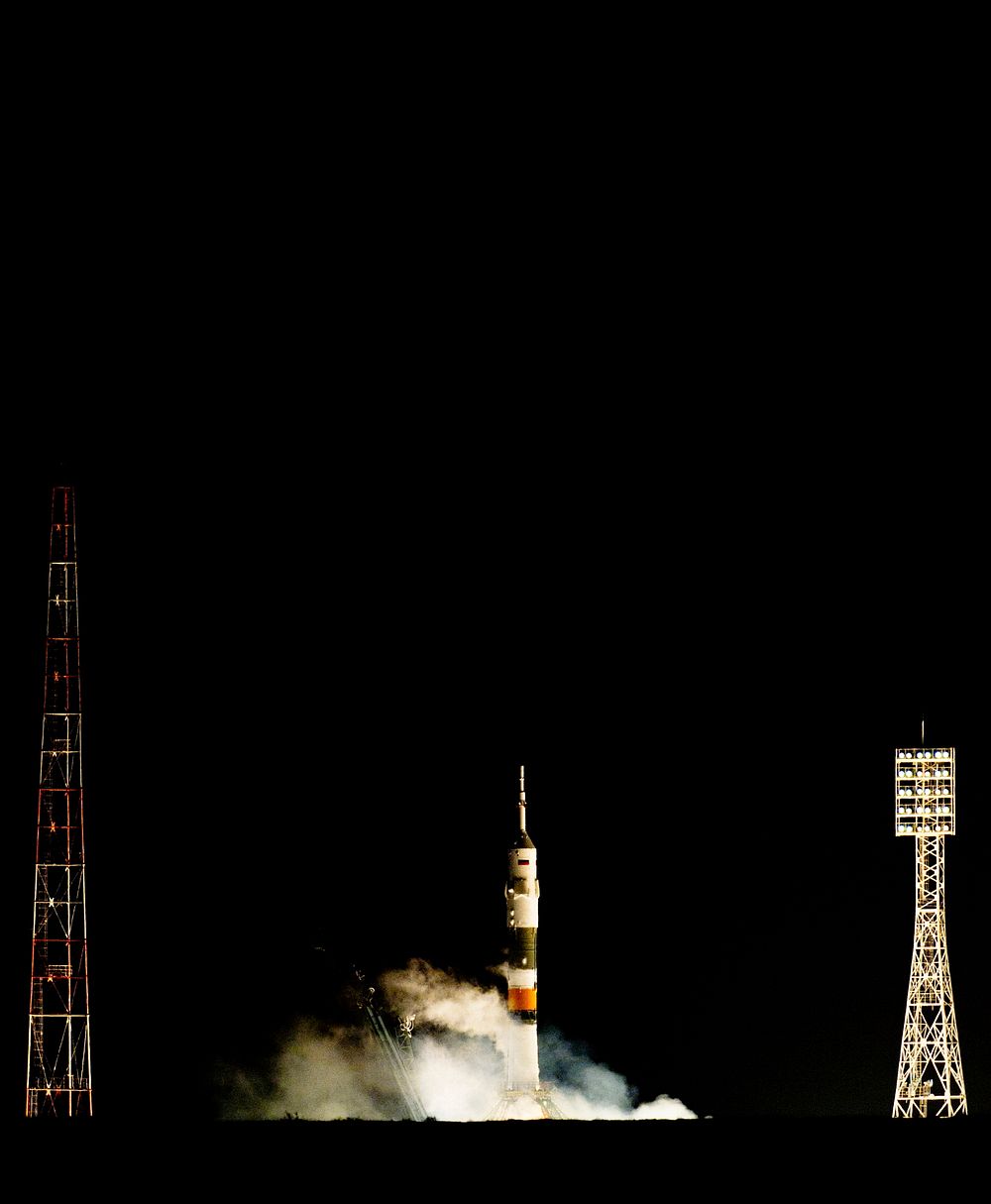 The Soyuz TMA-03M rocket launches from the Baikonur Cosmodrome in Kazakhstan on Dec. 21, 2011. Original from NASA. Digitally…